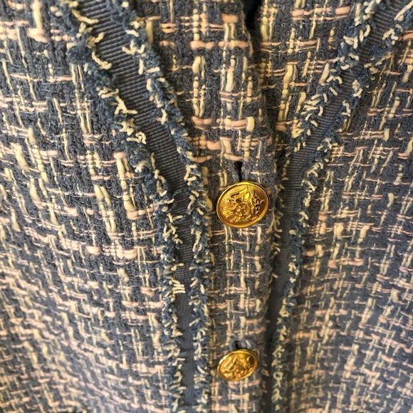 Talbots Blue Tweed Blazer with Gold Buttons - Picture 2 of 5